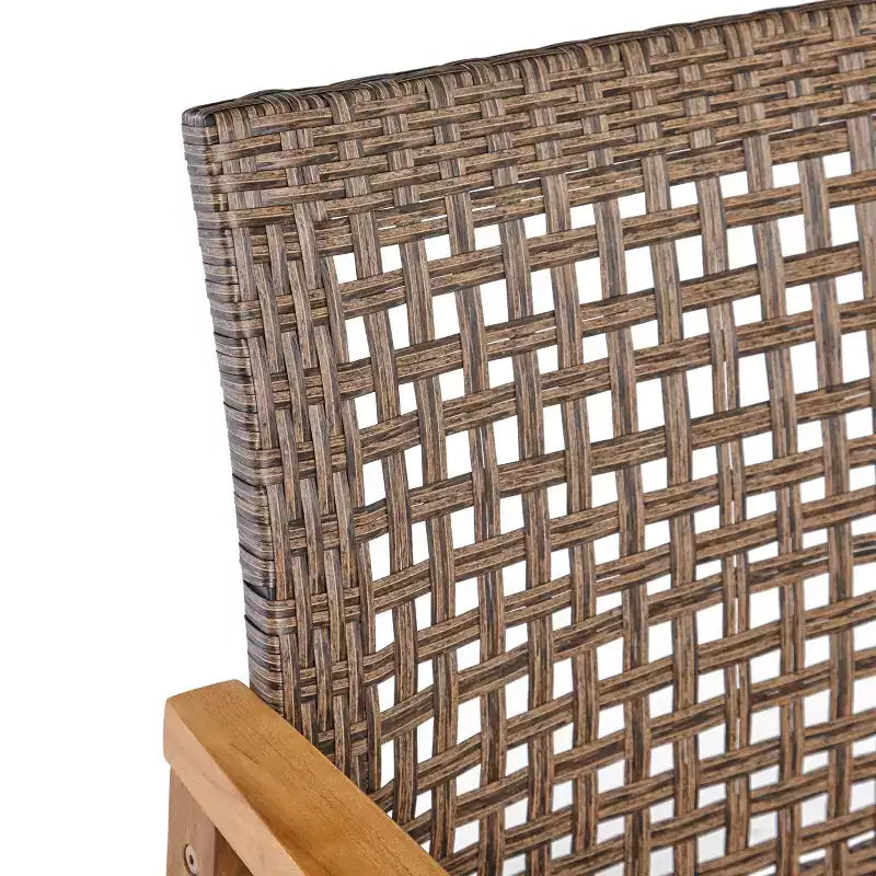 Christopher Knight Home Breakwater Outdoor Acacia Wood and Wicker 4 Seater Chat Set with 50,000BTU Fire Pit
