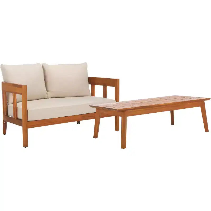 Owen Bench & Table Patio Set - Indoor/Outdoor - PAT7086 - Natural/Taupe - Safavieh