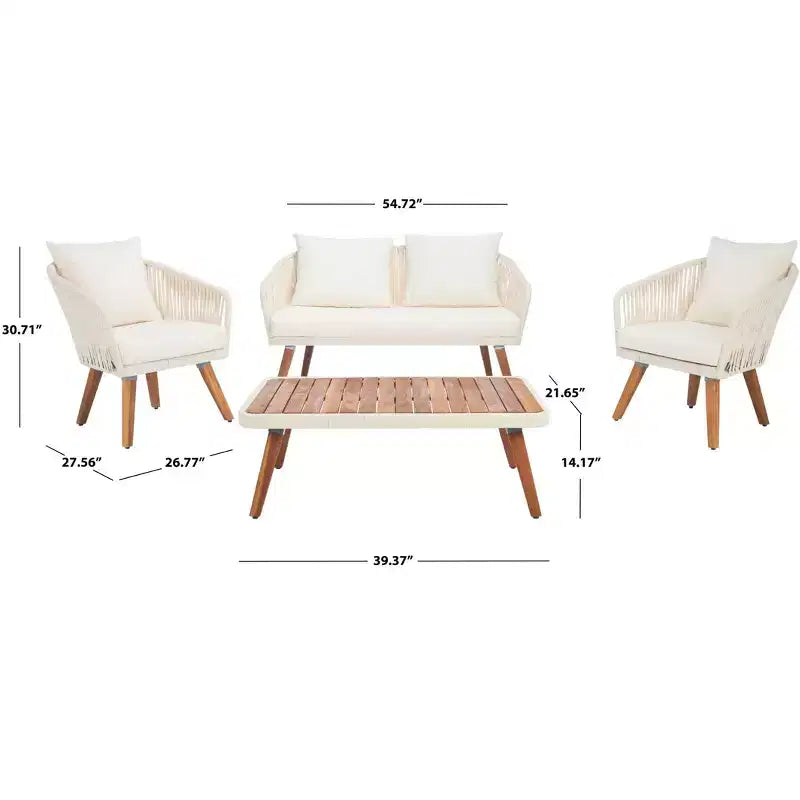 Ransin 4 Piece Living Set - Indoor/Outdoor - PAT7074 - Safavieh