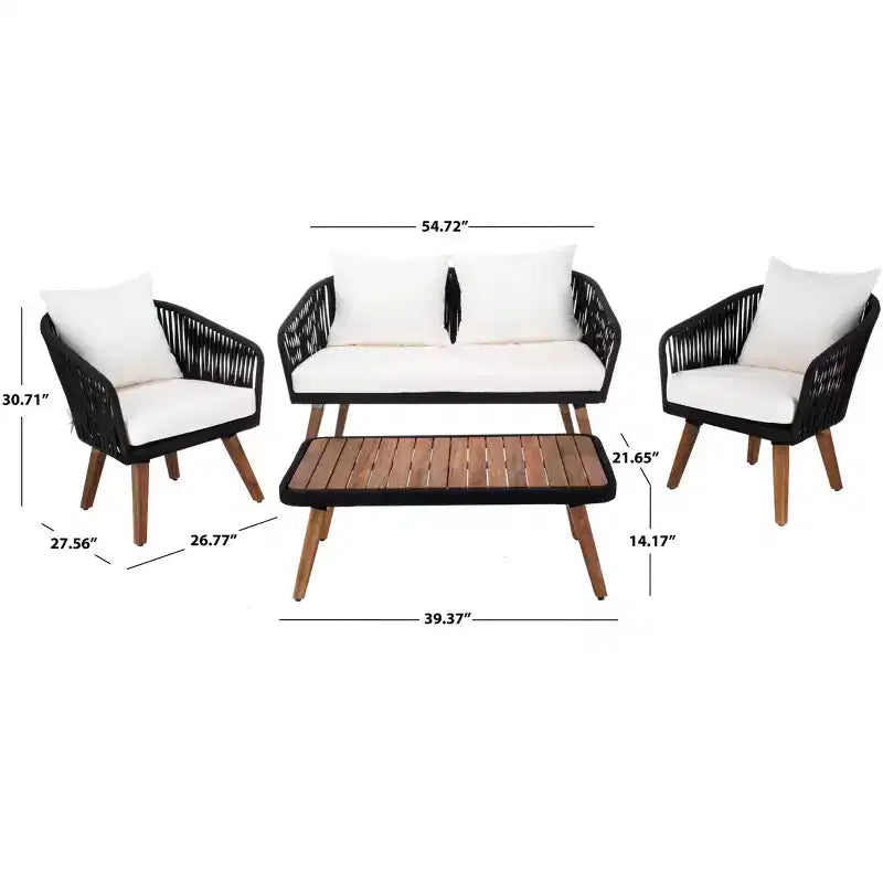 Ransin 4 Piece Living Set - Indoor/Outdoor - PAT7074 - Safavieh
