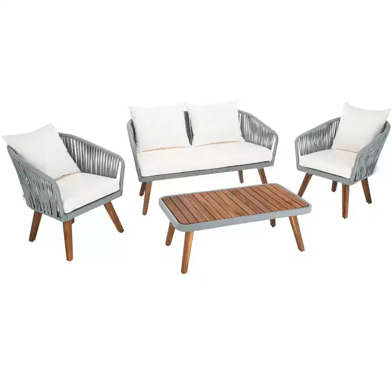Ransin 4 Piece Living Set - Indoor/Outdoor - PAT7074 - Safavieh