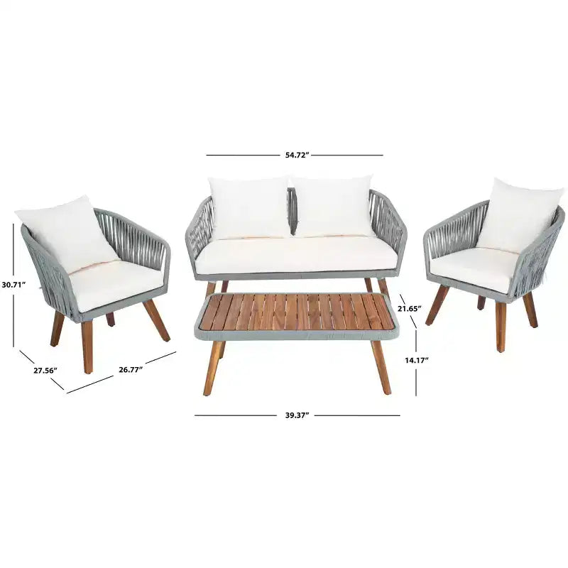 Ransin 4 Piece Living Set - Indoor/Outdoor - PAT7074 - Safavieh