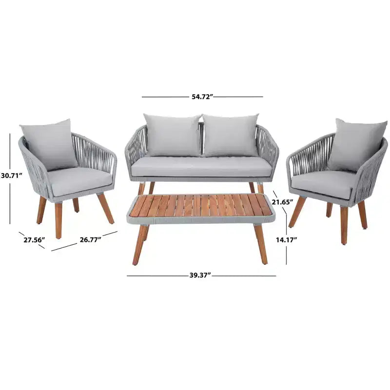 Ransin 4 Piece Living Set - Indoor/Outdoor - PAT7074 - Safavieh