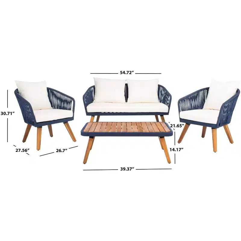 Ransin 4 Piece Living Set - Indoor/Outdoor - PAT7074 - Safavieh