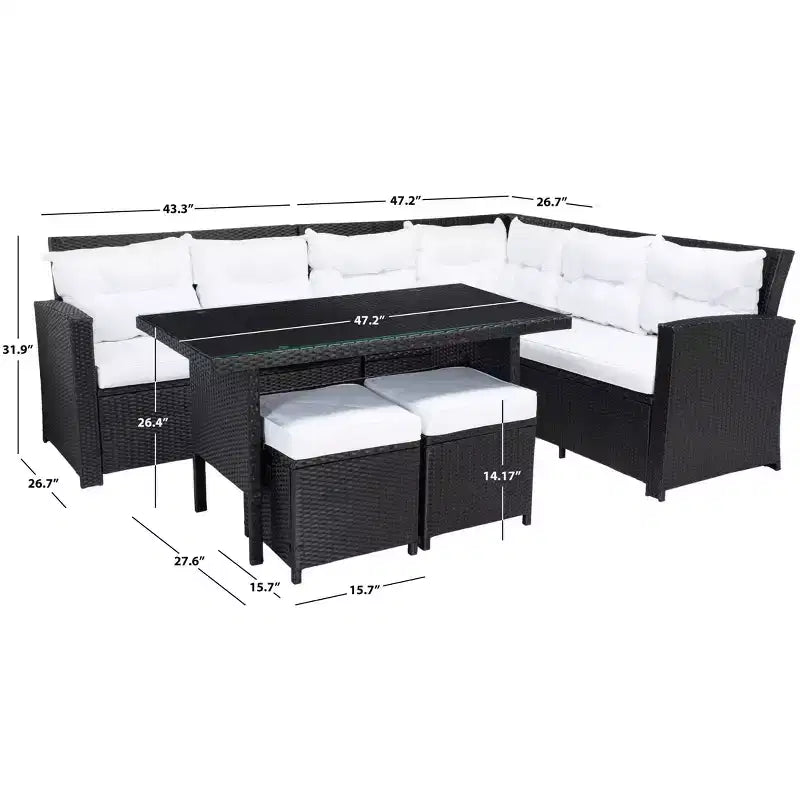 Miki 6 Piece Corner Seating Set - Indoor/Outdoor - PAT7708 - Safavieh