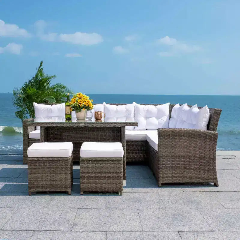 Miki 6 Piece Corner Seating Set - Indoor/Outdoor - PAT7708 - Safavieh