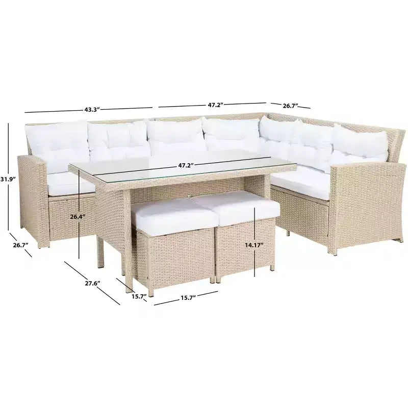 Miki 6 Piece Corner Seating Set - Indoor/Outdoor - PAT7708 - Safavieh