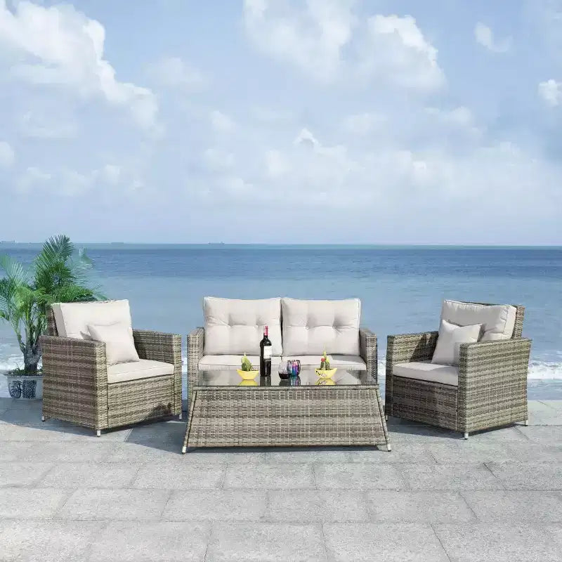 Lorma 4 Piece Living Set - Indoor/Outdoor - PAT7514 - Safavieh