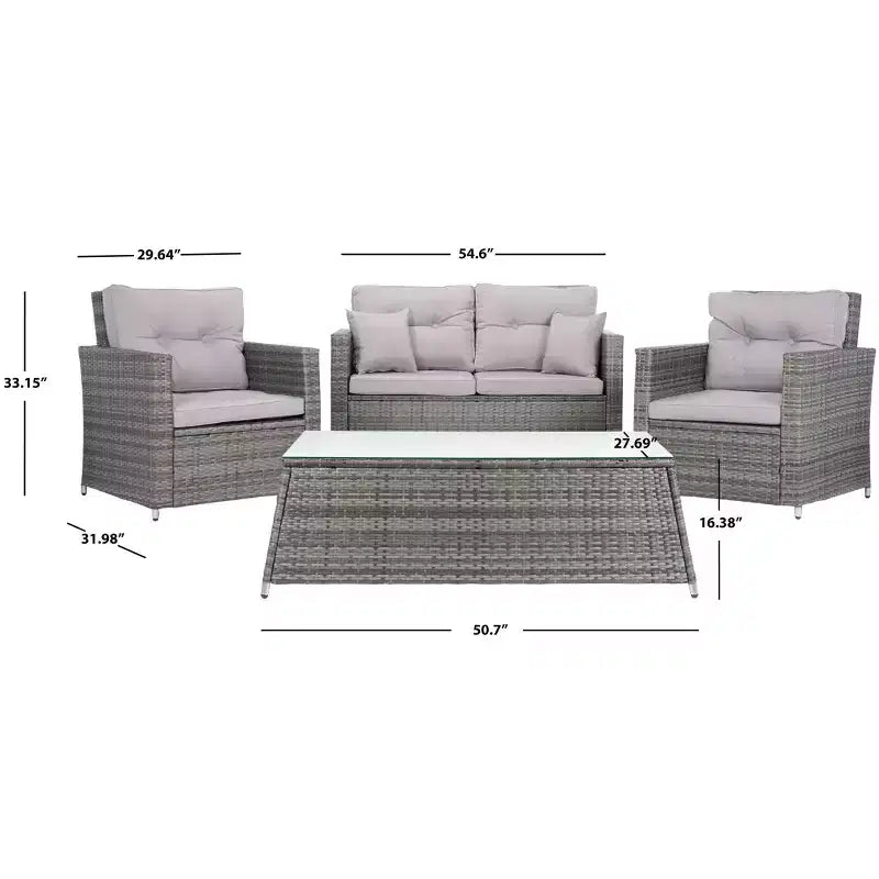 Lorma 4 Piece Living Set - Indoor/Outdoor - PAT7514 - Safavieh