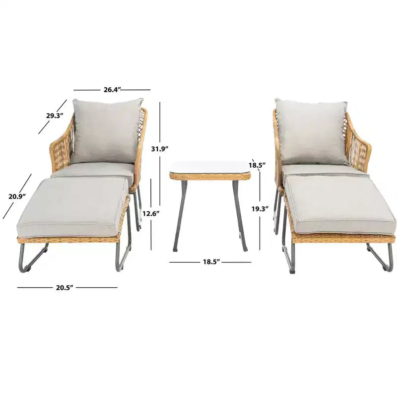Narda 5 Piece Lounger Set - Indoor/Outdoor - PAT9018 - Safavieh