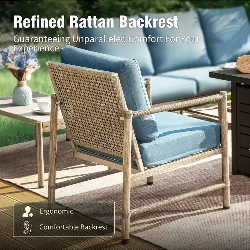 Captiva Designs 6pc Outdoor Wicker Patio Conversation Set with Coffee Table for Poolside, Backyard