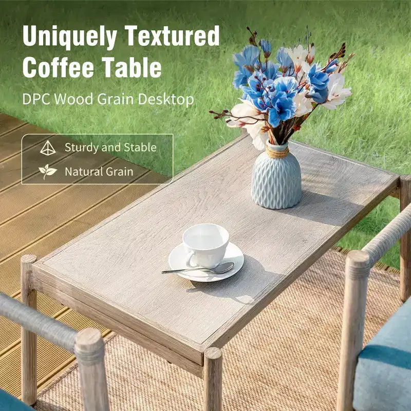 Captiva Designs 6pc Outdoor Wicker Patio Conversation Set with Coffee Table for Poolside, Backyard