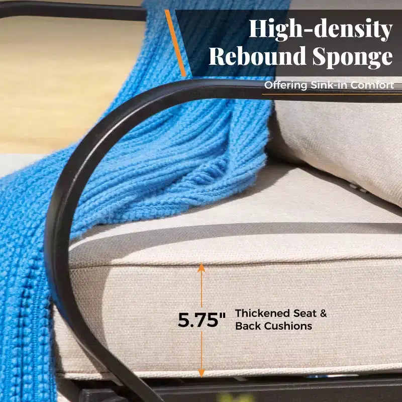 Captiva Designs 7pc Metal Patio Furniture Conversation Set with Armchairs for Garden Porch Backyard