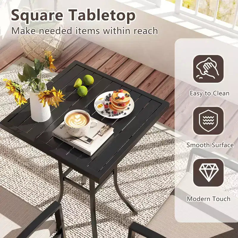 Costway 3 PCS Patio Swivel Bar Set Table and Chairs Set with Soft Cushions & Umbrella Hole
