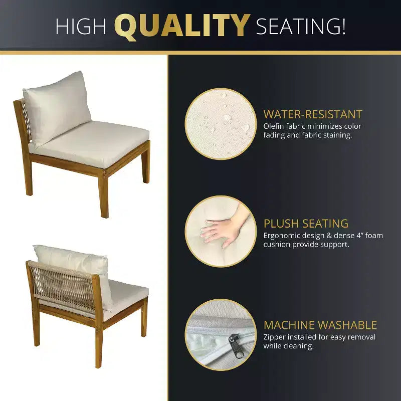 Kinger Home Steven 4-Piece Acacia Wood Patio Furniture Set with Cushions Stylish and Durable Outdoor Patio Furniture Compact Wood