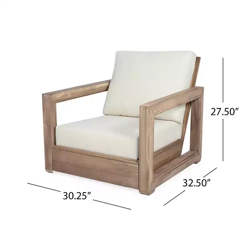 Christopher Knight Home Andrae Outdoor Acacia Wood 4 Seater Chat Set with Cushions, Brown and Beige