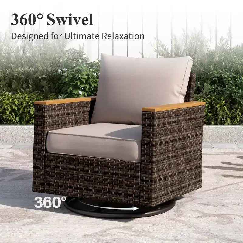 Captiva Designs 10pc Outdoor Wicker Rattan Patio Half-Moon Curved Sectional Sofa Set with Cushioned Ottoman