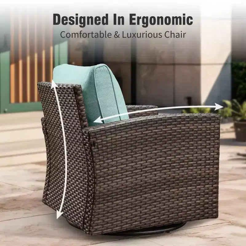 Captiva Designs 8pc Outdoor Patio Wicker Rattan Cushioned Sofa Fire Pit Set with Ottomans and Single Sofas