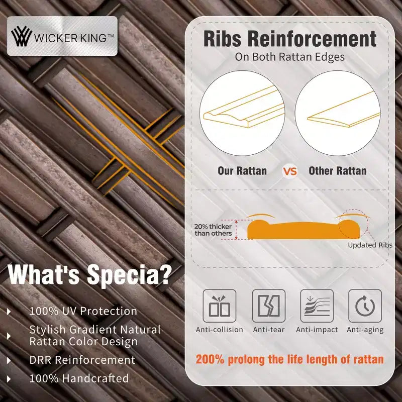 Captiva Designs 8pc Outdoor Patio Wicker Rattan Cushioned Sofa Fire Pit Set with Ottomans and Single Sofas