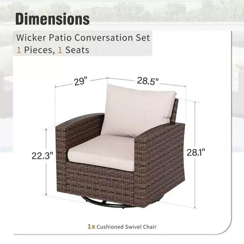 Captiva Designs 7pc Outdoor Patio Wicker Conversation Set with 4Cushioned Single Sofas for Garden Poolside Backyard