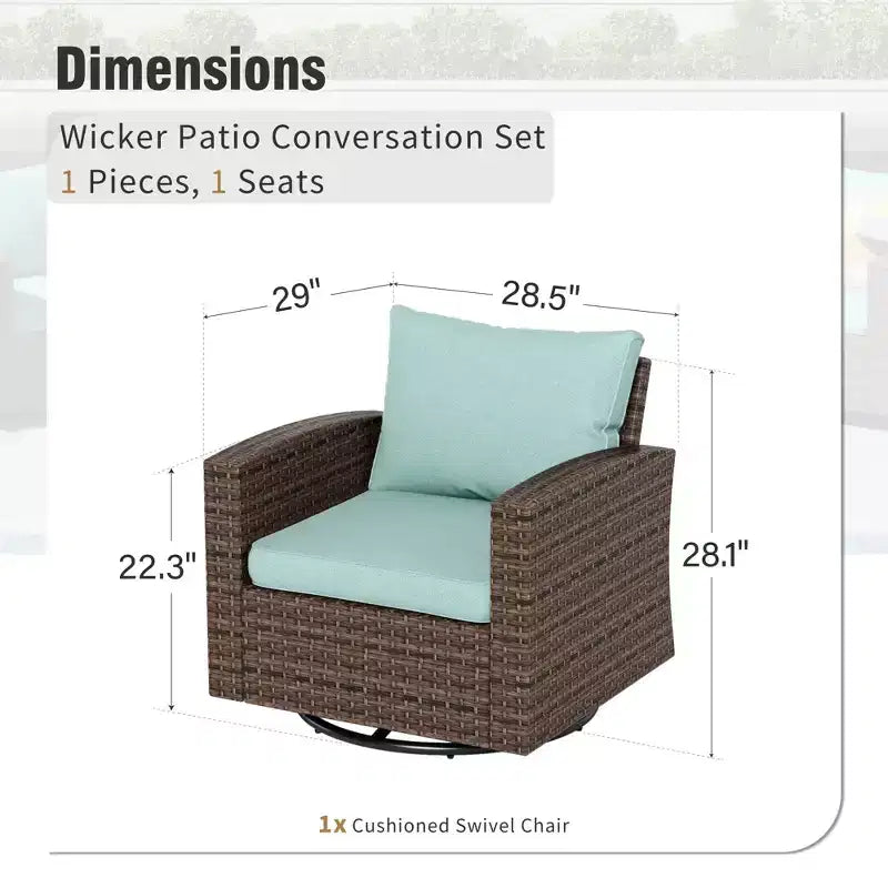 Captiva Designs 7pc Outdoor Patio Wicker Conversation Set with 4Cushioned Single Sofas for Garden Poolside Backyard