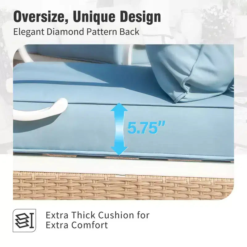 Captiva Designs 4pc Extra Large Metal and Rattan Outdoor Patio Conversation Set with Grid-back Armchairs and Table
