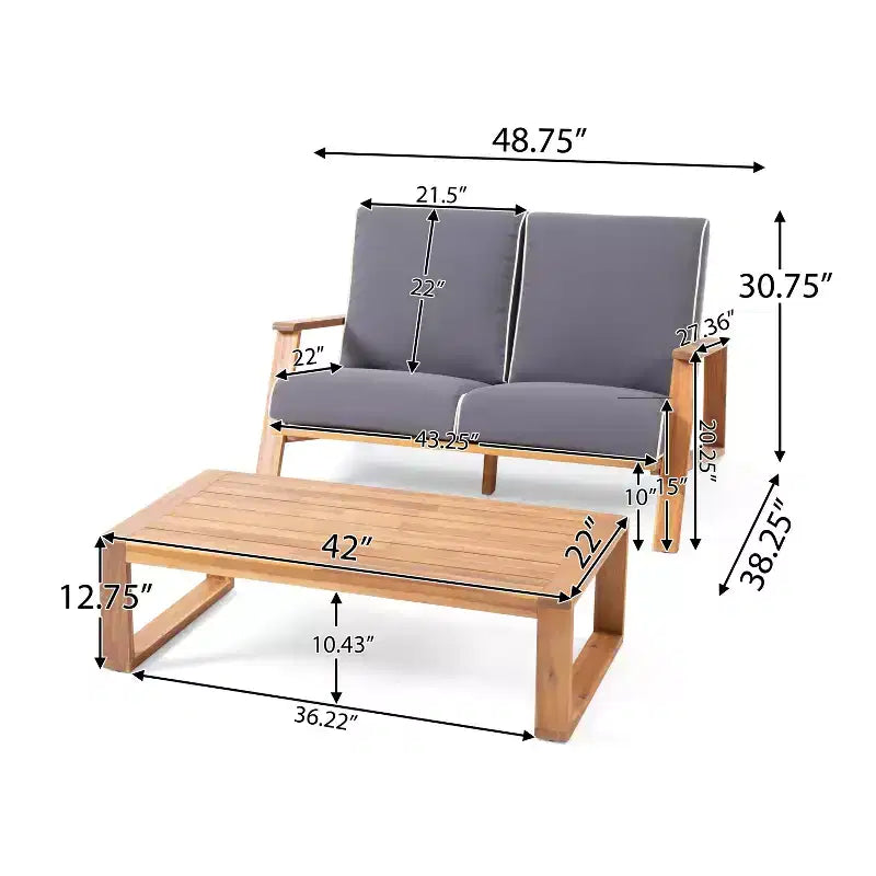 Christopher Knight Home Paloma Outdoor Acacia Wood 4 Seater Chat Set with Cushions