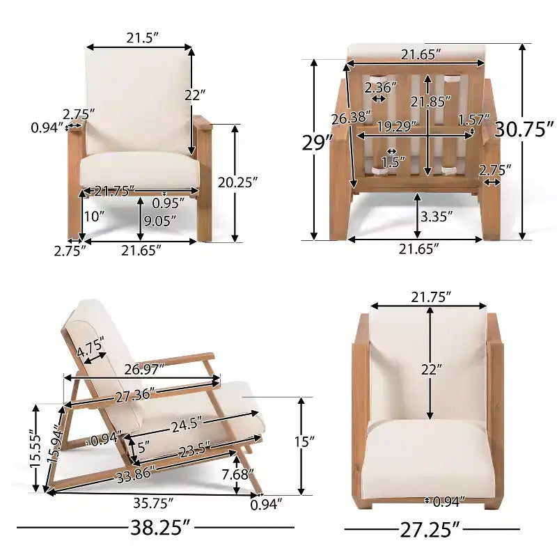 Christopher Knight Home Paloma Outdoor Acacia Wood 4 Seater Chat Set with Cushions