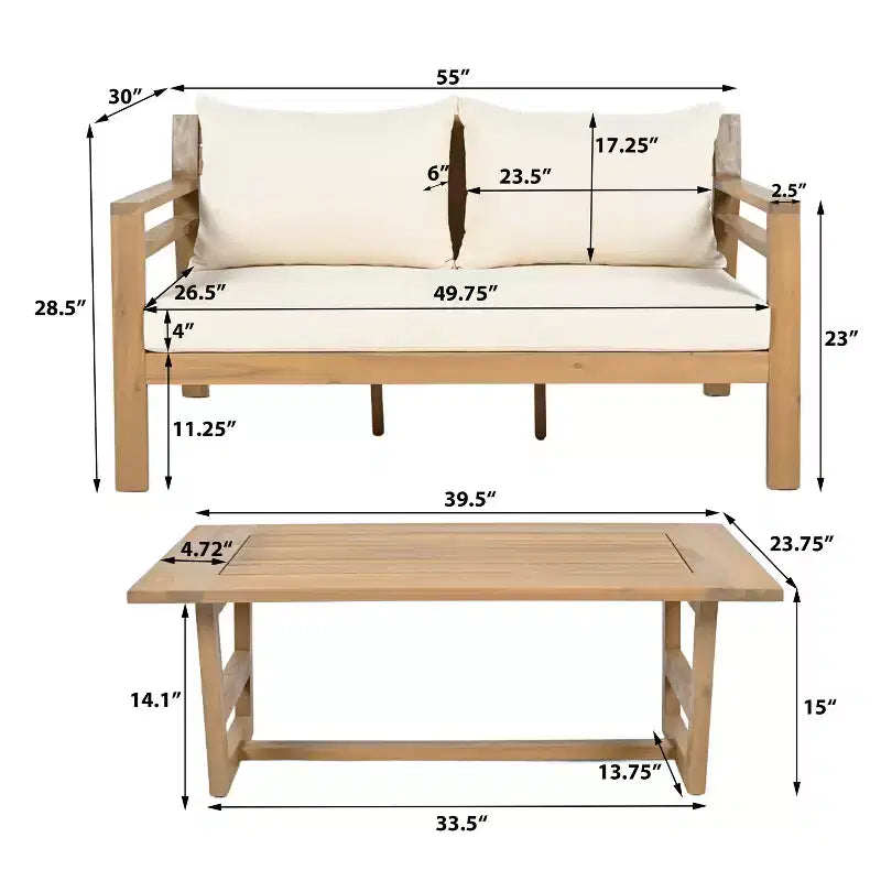 Christopher Knight Home Barret Outdoor Acacia Wood Slat Design Loveseat and Coffee Table Seating Set