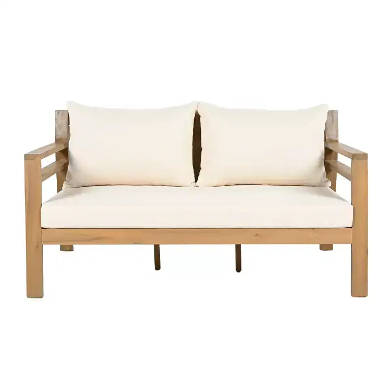 Christopher Knight Home Barret Outdoor Acacia Wood Slat Design Loveseat and Coffee Table Seating Set