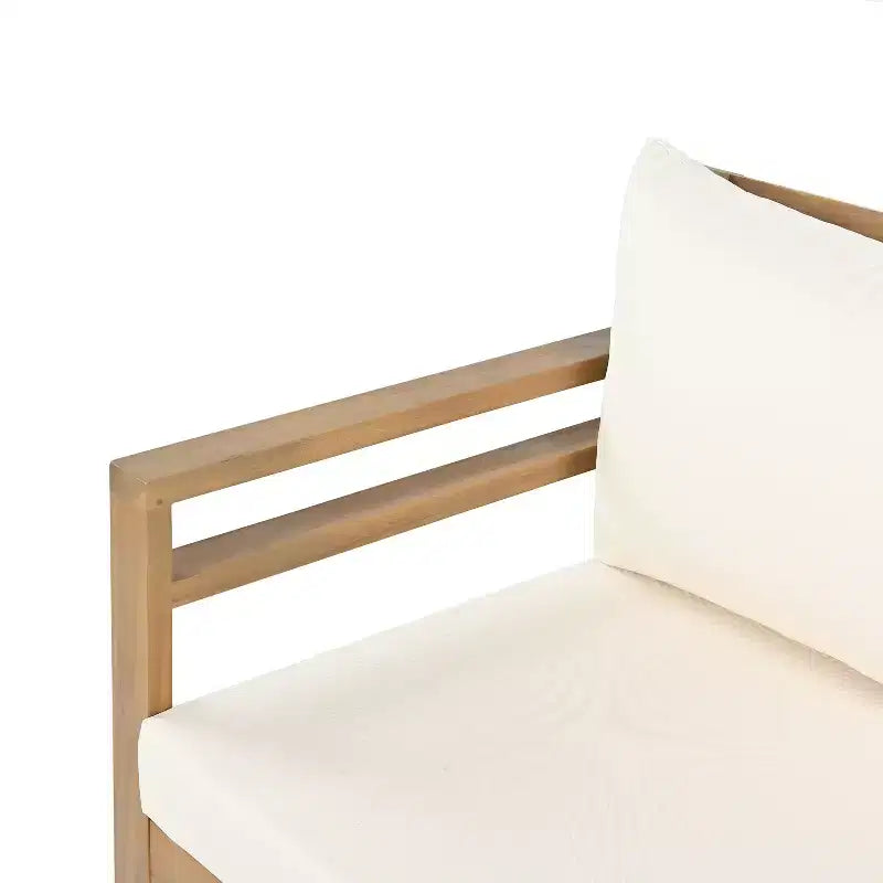 Christopher Knight Home Behram 4 Pieces Outdoor Acacia Wood Slat Design Seating Set, Beige
