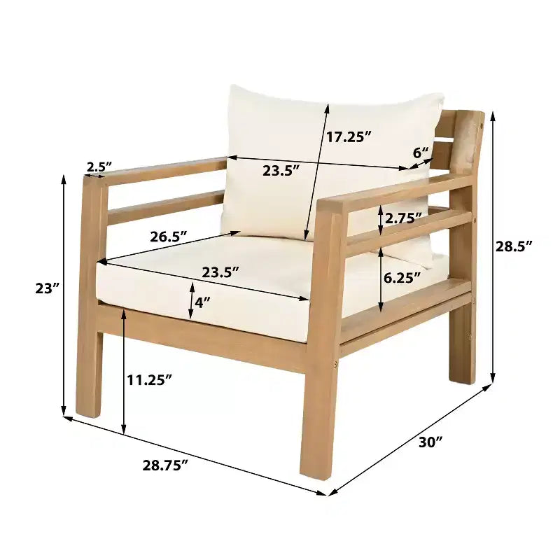 Christopher Knight Home Behram 4 Pieces Outdoor Acacia Wood Slat Design Seating Set, Beige