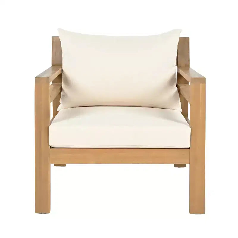 Christopher Knight Home Behram 4 Pieces Outdoor Acacia Wood Slat Design Seating Set, Beige
