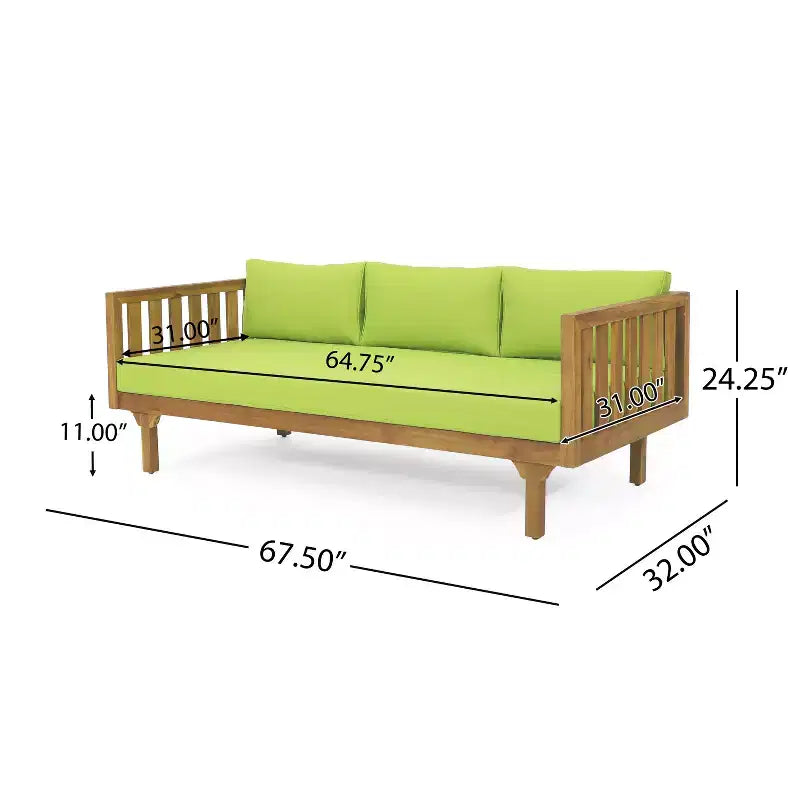 Christopher Knight Home Panfilo Acacia Wood Upholstered 3 Seater Daybed with Coffee Table