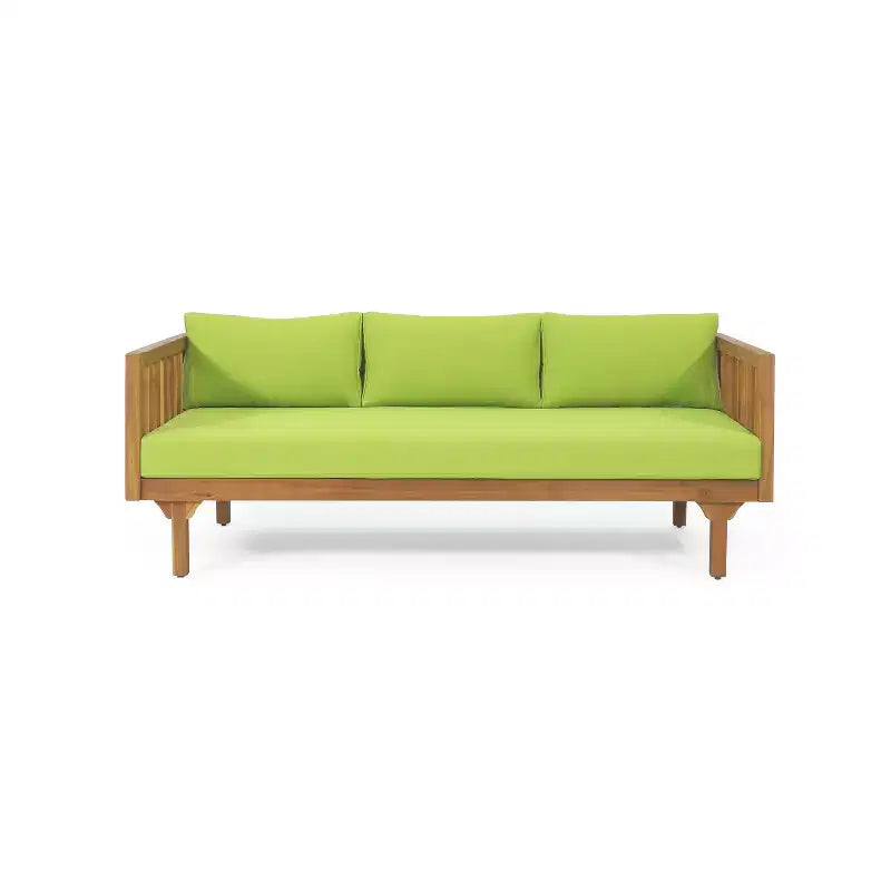 Christopher Knight Home Panfilo Acacia Wood Upholstered 3 Seater Daybed with Coffee Table