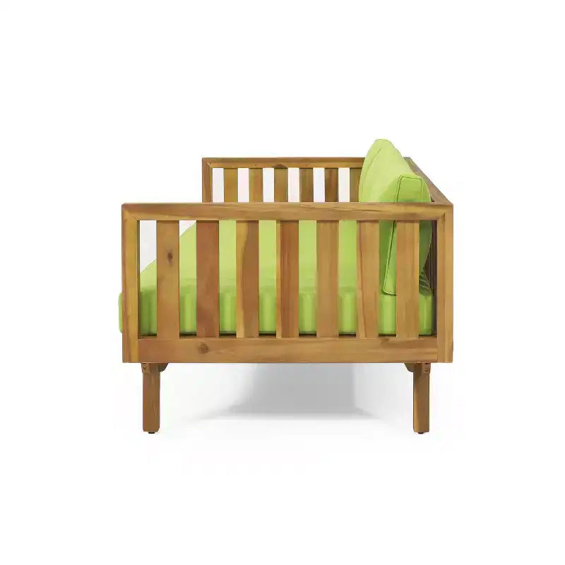 Christopher Knight Home Panfilo Acacia Wood Upholstered 3 Seater Daybed with Coffee Table