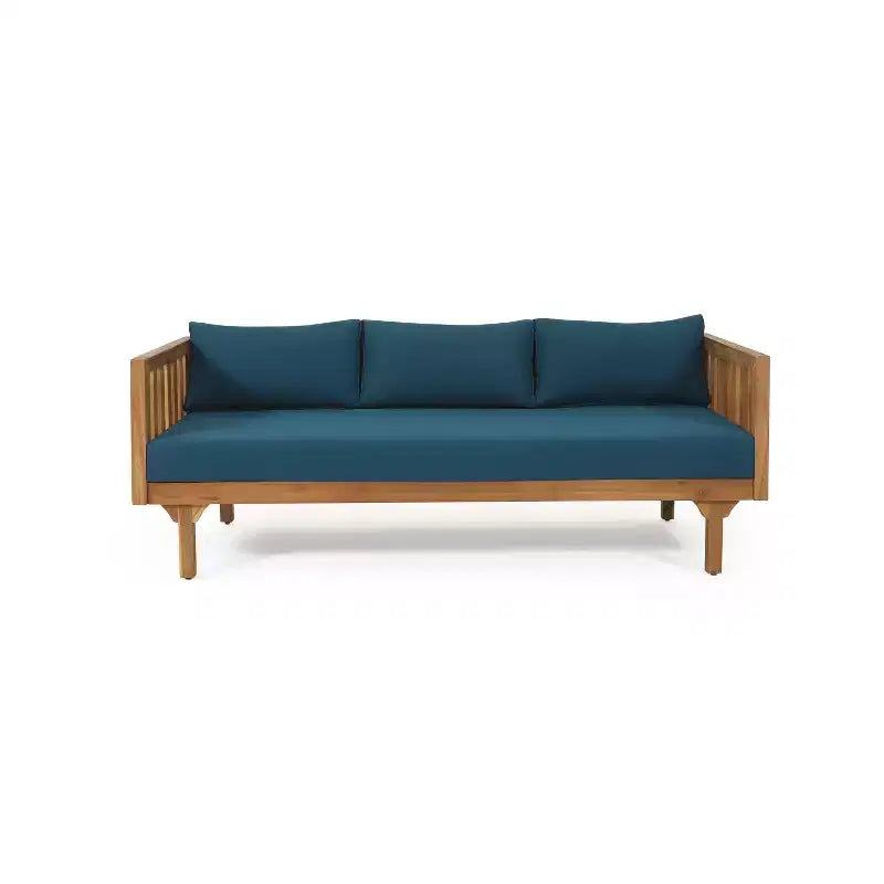 Christopher Knight Home Panfilo Acacia Wood Upholstered 3 Seater Daybed with Coffee Table