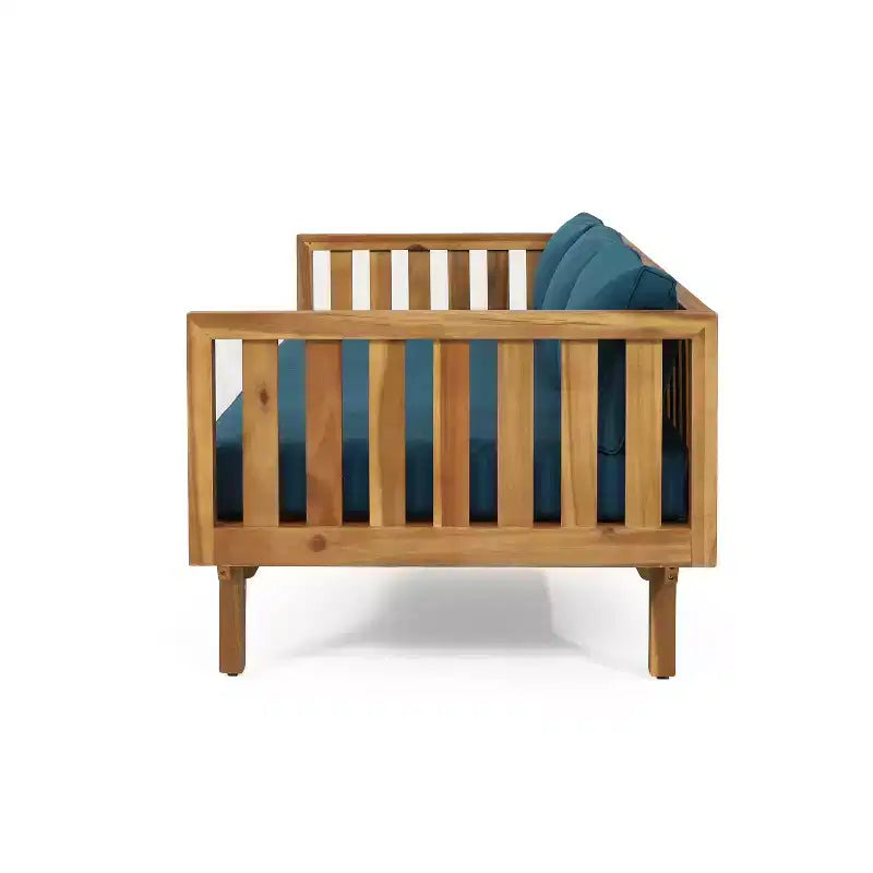 Christopher Knight Home Panfilo Acacia Wood Upholstered 3 Seater Daybed with Coffee Table