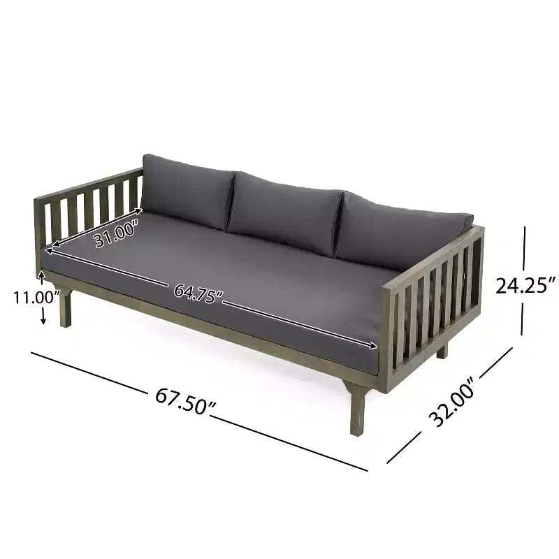 Christopher Knight Home Panfilo Acacia Wood Upholstered 3 Seater Daybed with Coffee Table