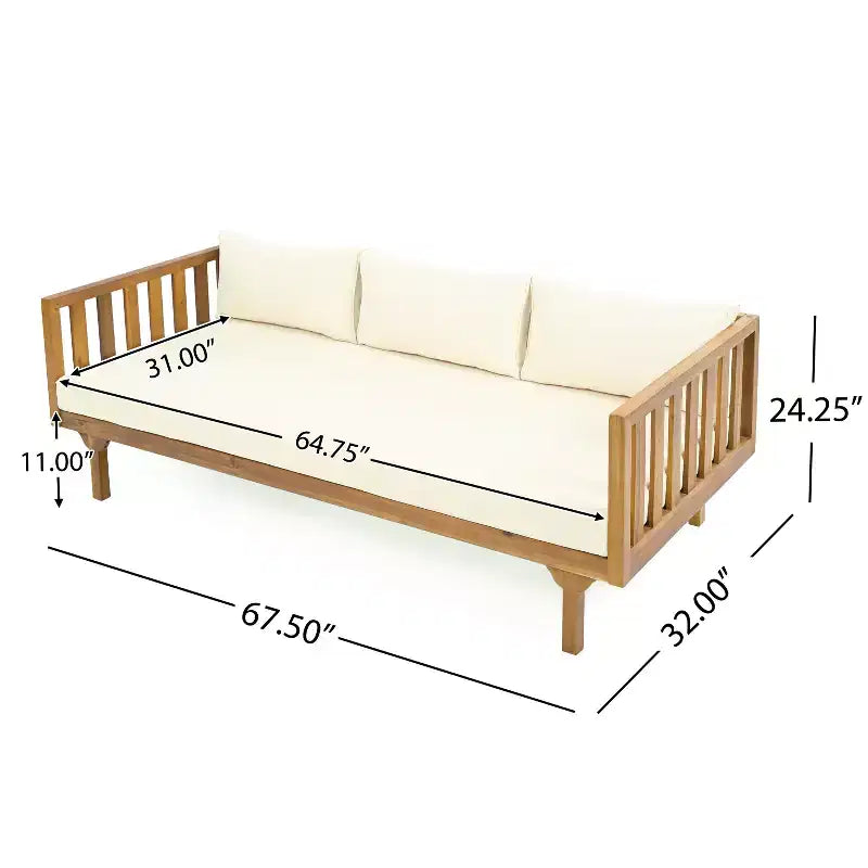 Christopher Knight Home Panfilo Acacia Wood Upholstered 3 Seater Daybed with Coffee Table