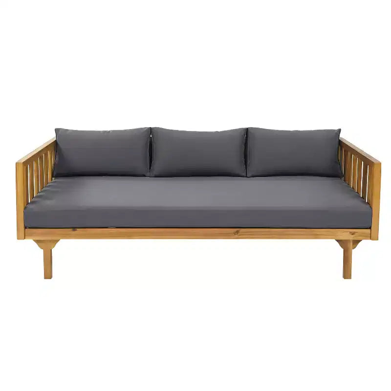 Christopher Knight Home Panfilo Acacia Wood Upholstered 3 Seater Daybed with Coffee Table