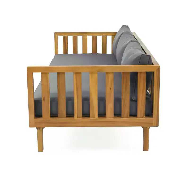 Christopher Knight Home Panfilo Acacia Wood Upholstered 3 Seater Daybed with Coffee Table