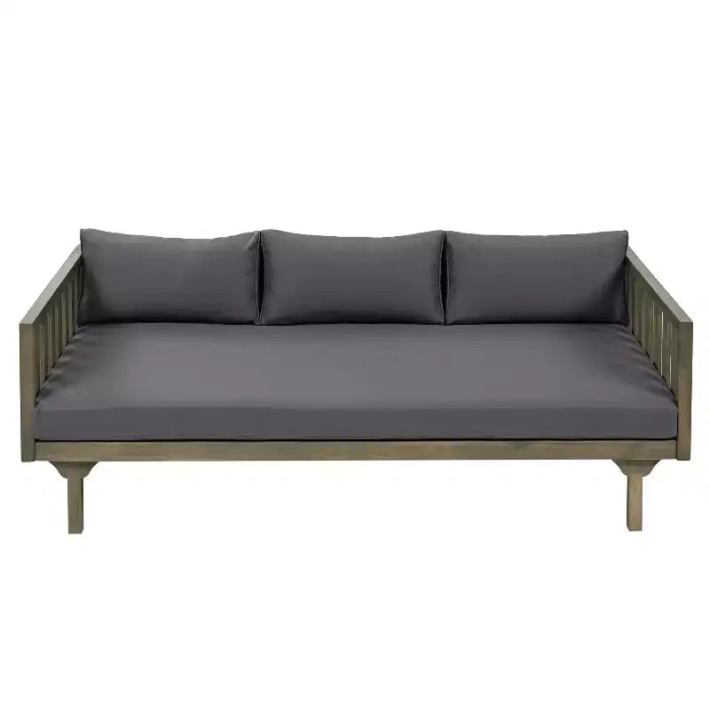 Christopher Knight Home Panfilo Acacia Wood Upholstered 3 Seater Daybed with Coffee Table
