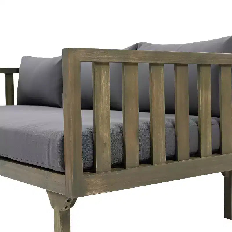 Christopher Knight Home Panfilo Acacia Wood Upholstered 3 Seater Daybed with Coffee Table