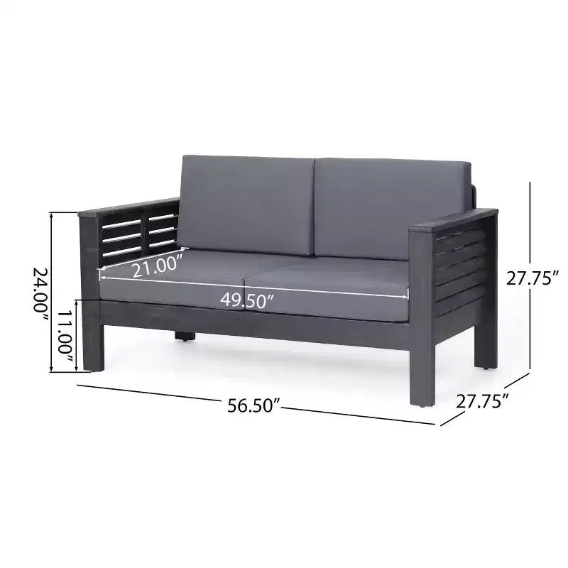Christopher Knight Home Rabun Outdoor Acacia Wood 4 Seater Chat Set with Cushions