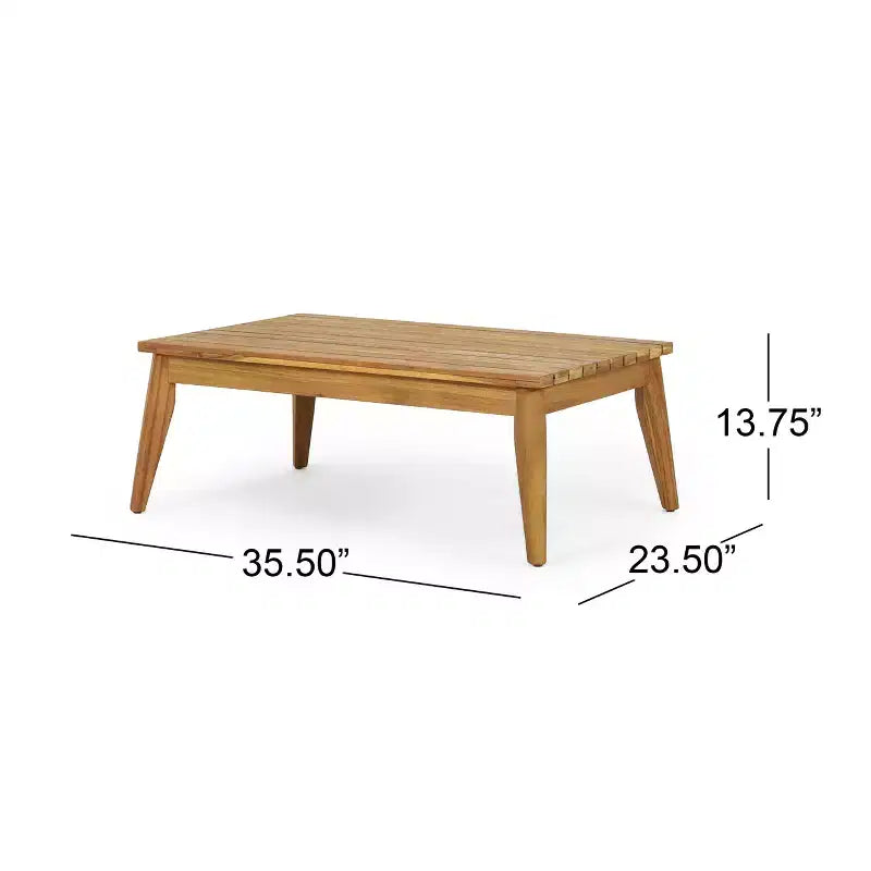 GDFStudio Hueber Outdoor Acacia Wood and Rope 4 Seater Chat Set with Cushions, Teak, Light Brown, and Beige