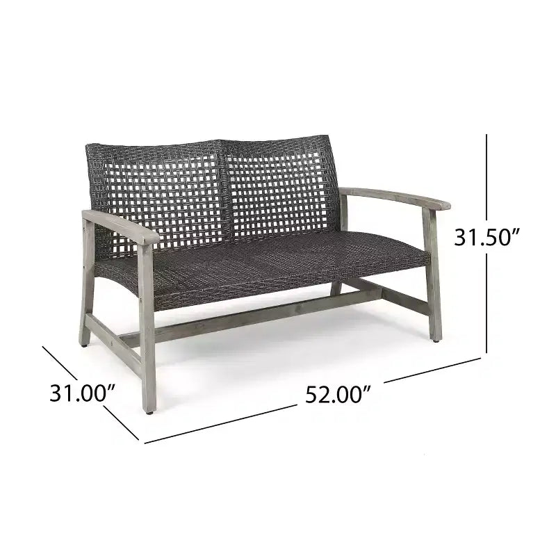 Christopher Knight Home Hampton Outdoor Acacia Wood and Wicker Loveseat and Coffee Table Set