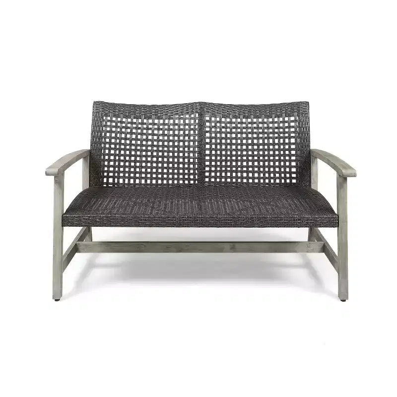 Christopher Knight Home Hampton Outdoor Acacia Wood and Wicker Loveseat and Coffee Table Set