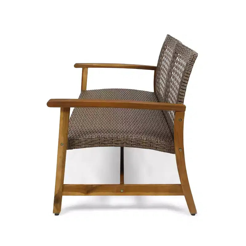 Christopher Knight Home Hampton Outdoor Acacia Wood and Wicker Loveseat and Coffee Table Set
