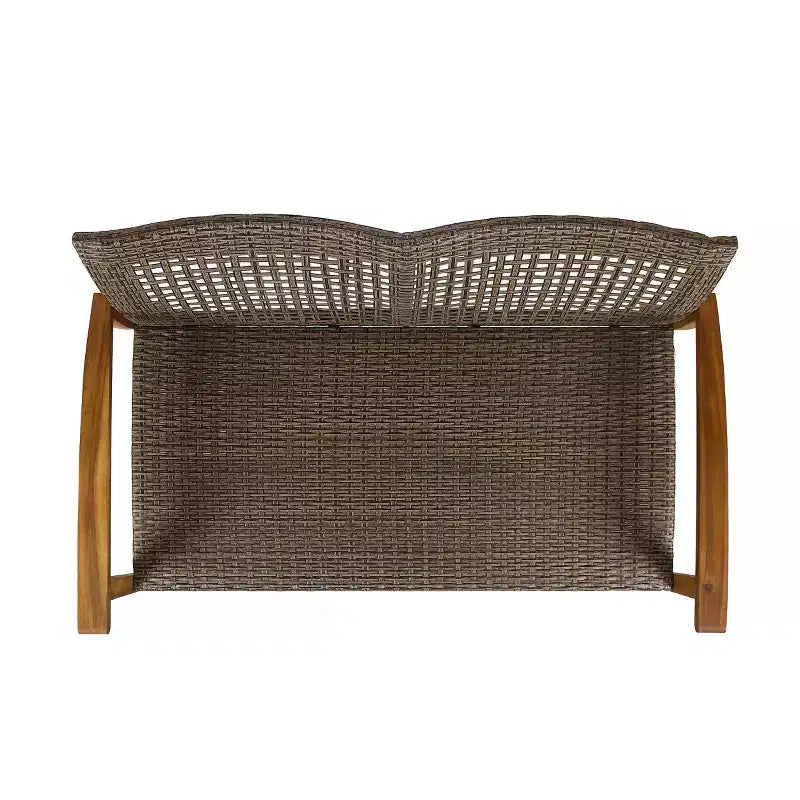 Christopher Knight Home Hampton Outdoor Acacia Wood and Wicker Loveseat and Coffee Table Set